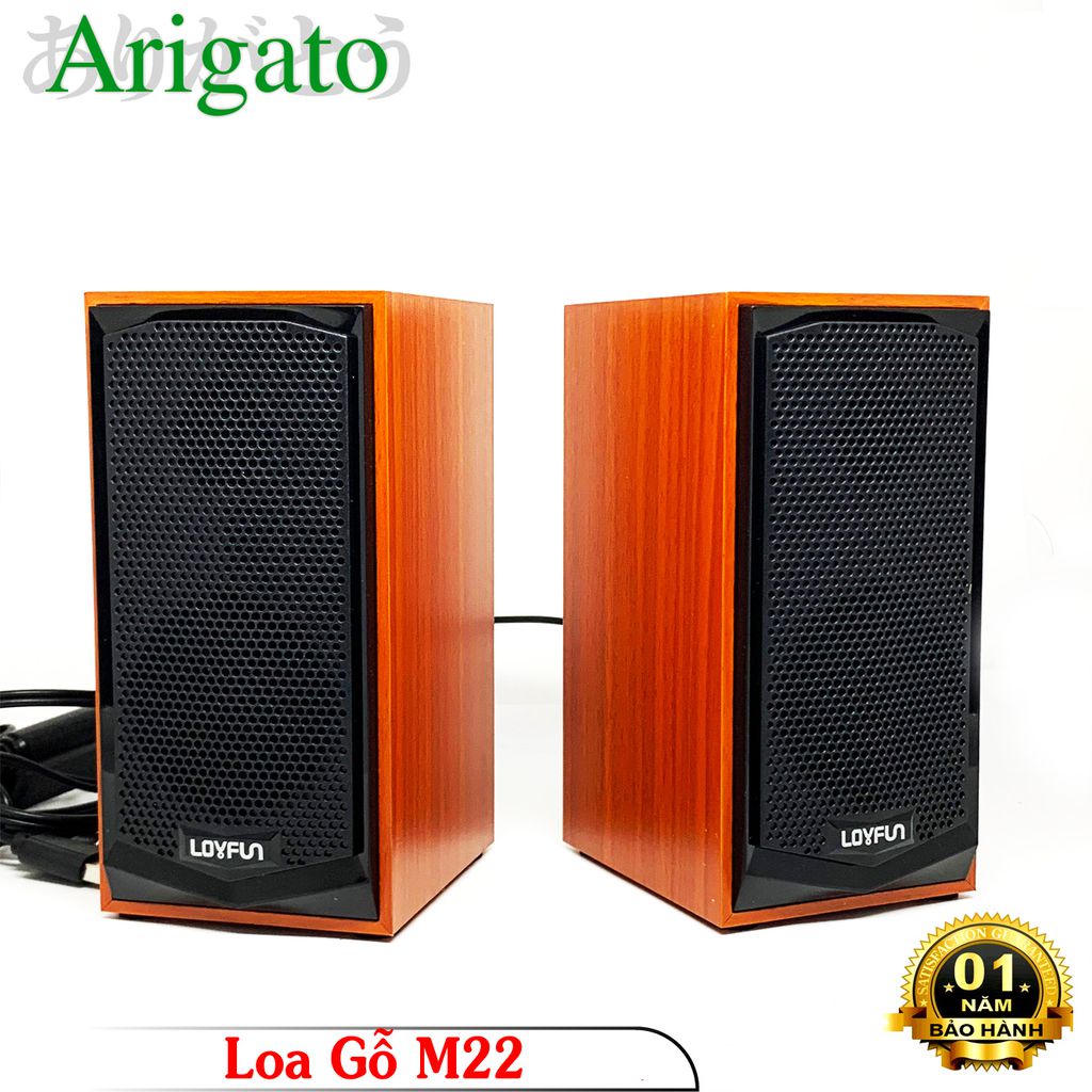 Loa máy tính vi tính laptop mini để bàn siêu bền vỏ gỗ Arigato M22 - bass giá rẻ âm thanh cực hay