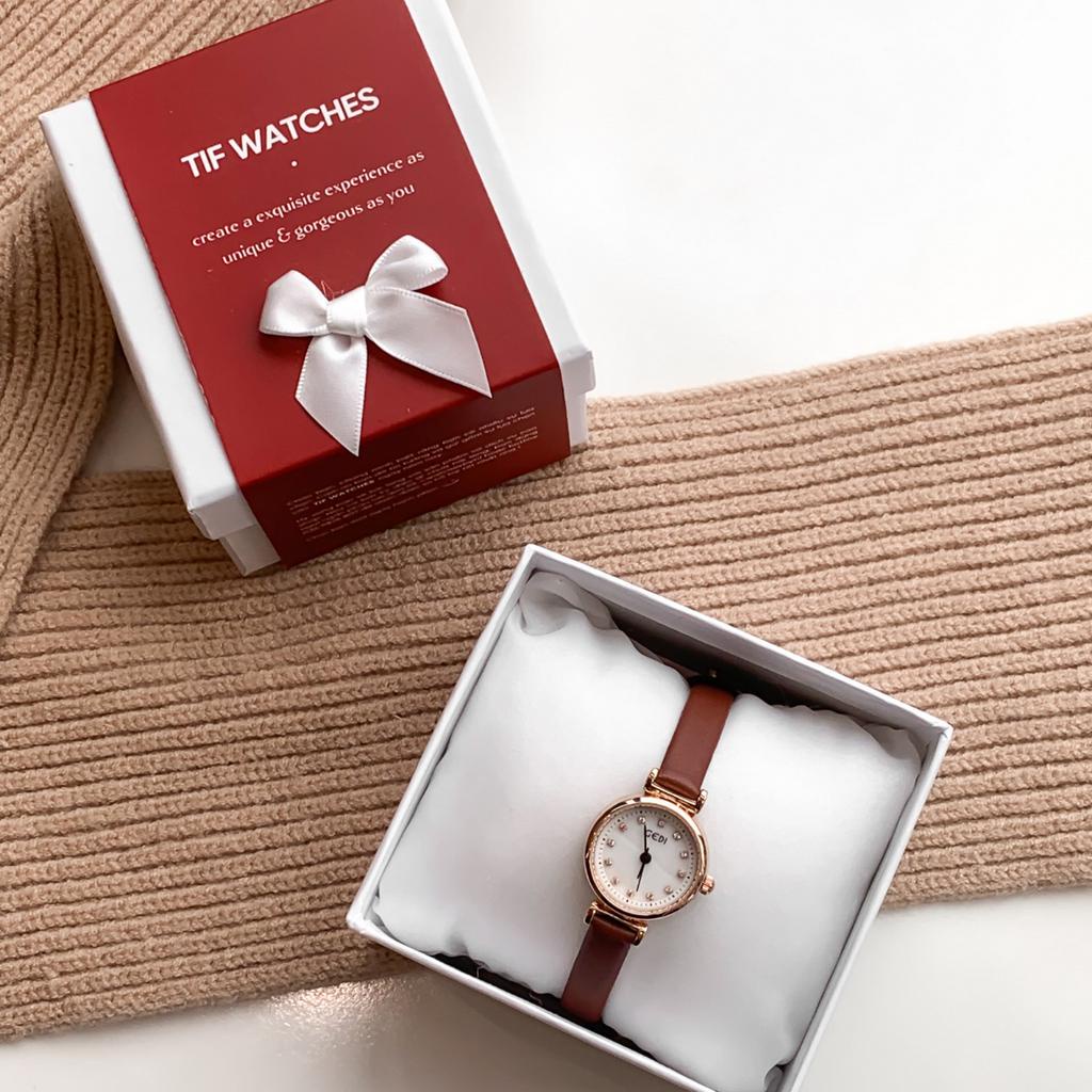 Đồng Hồ Đeo Tay Mặt Nhỏ GRACIE Tif Watches Đính Đá Thép Không Gỉ Phong Cách Hàn Quốc Sang Trọng