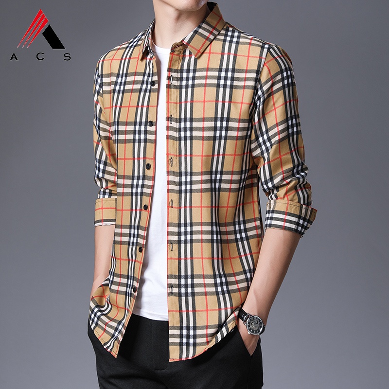 Áo sơ mi kẻ sọc thời trang của nam giới Áo sơ mi cổ điển Nhật Bản Áo sơ mi nam dài tay rời giản dị