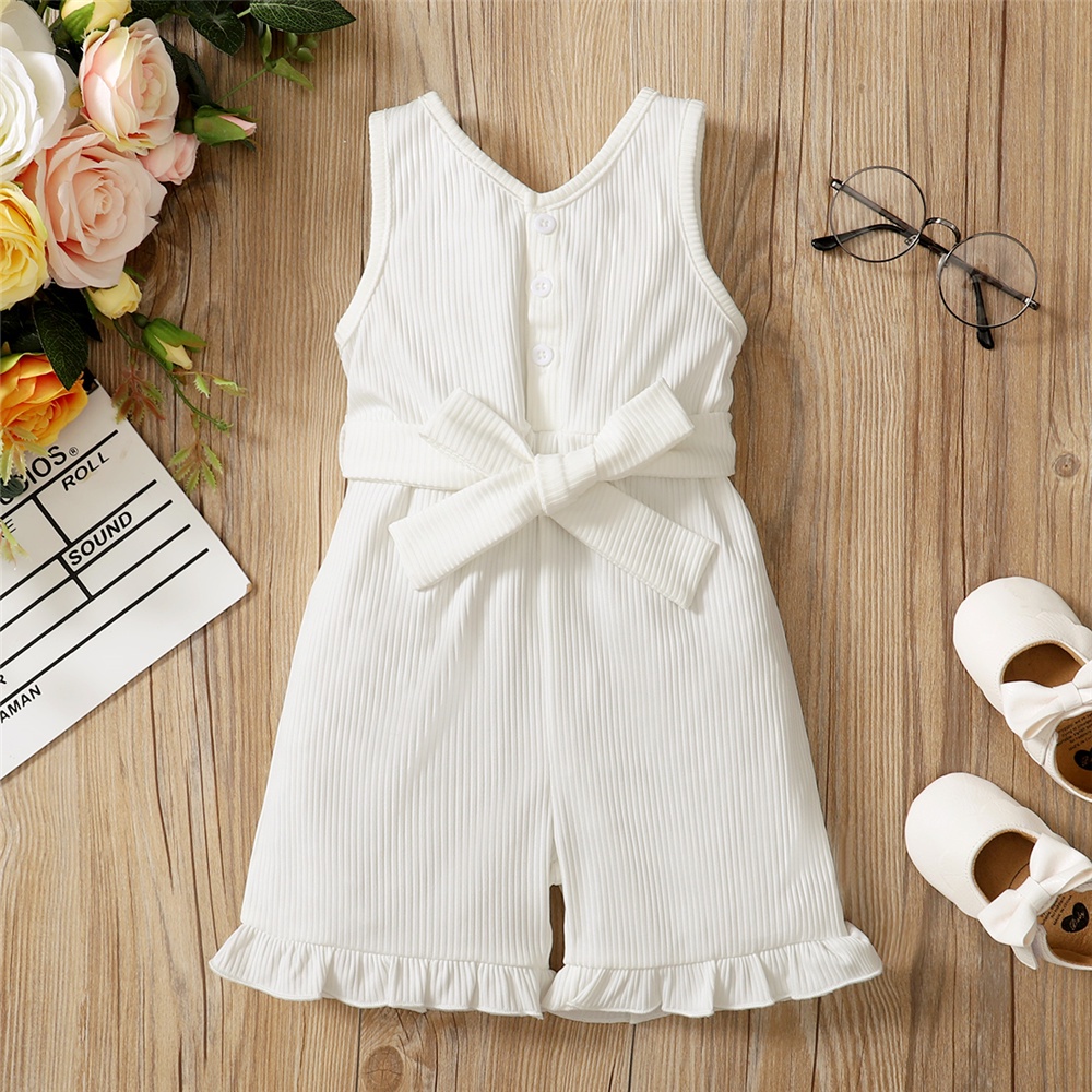 Áo liền quần MIKRDOO không tay phối thắt lưng cho bé gái 1-5 tuổi