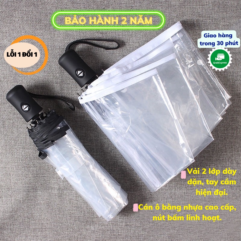 Dù Trong Suốt Ô Che Mưa Nắng Gấp Gọn Trong Suốt Chống Thấm Nước Dù Che Mưa Asaki