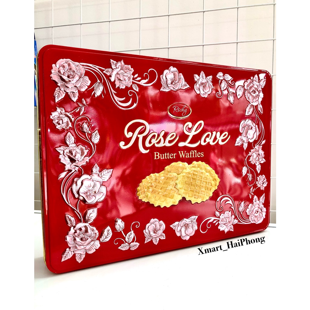 Bánh quy bơ trứng nướng Rose Love Richy hộp thiếc 510g