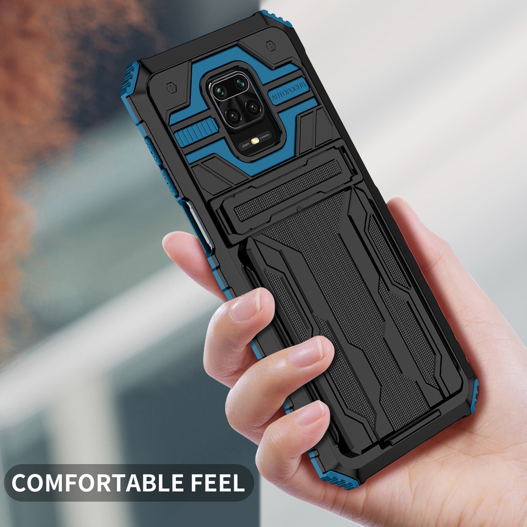 Ốp điện thoại King Kong có chân đỡ và ngăn đựng thẻ cho Xiaomi Redmi note 9S 10X 5G note9 pro