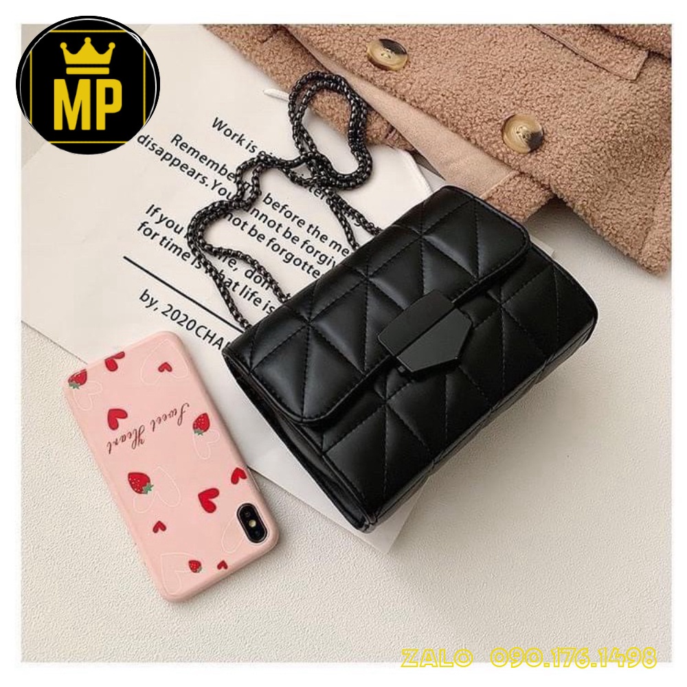 ❤️𝙁𝙍𝙀𝙀𝙎𝙃𝙄𝙋❤️ Túi Đeo Chéo Nữ ♥️FREESHIP♥️ Túi Đeo Vai Thời Trang Hàn Quốc Dây Xích Đen HQ 143