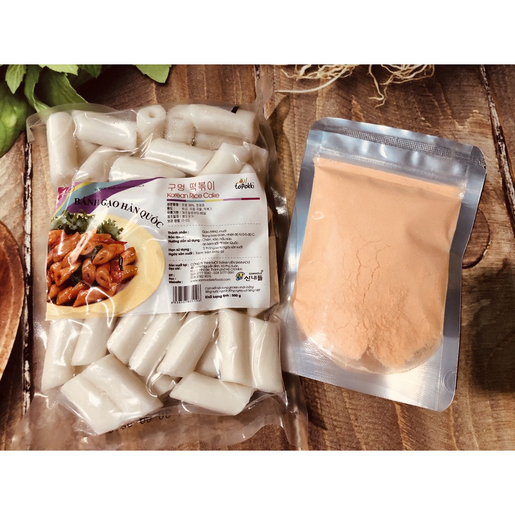 500g tokbokki lắc dạng ống 100g bột phô mai