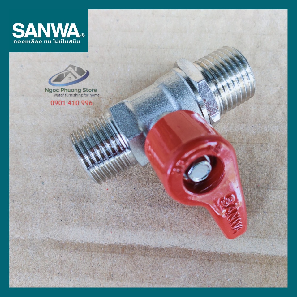 Van khóa nước, van bi Sanwa Thái Lan 2 đầu ren ngoài 1/2"  BV15MM