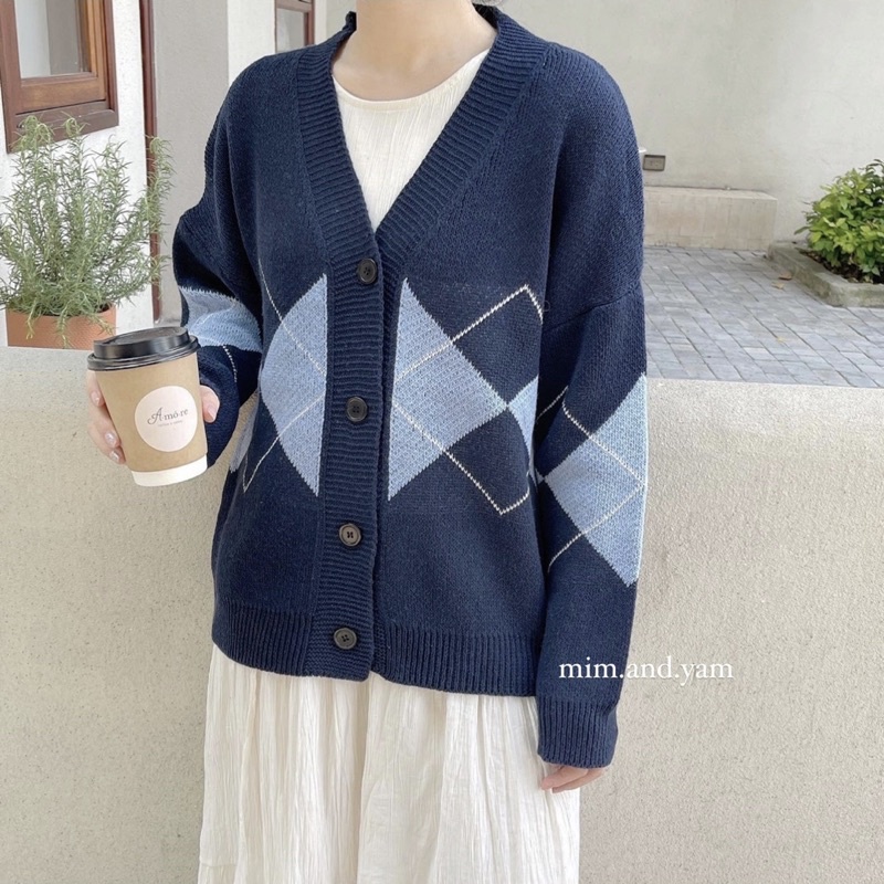 Cardigan quả trám 2 màu
