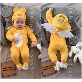 Bộ Bodysuit Dài Liền Nón Dây Kéo Cao Cấp Kubi Vàng Cho Bé - Mihababy - BDSTDLIENNON_KUBI