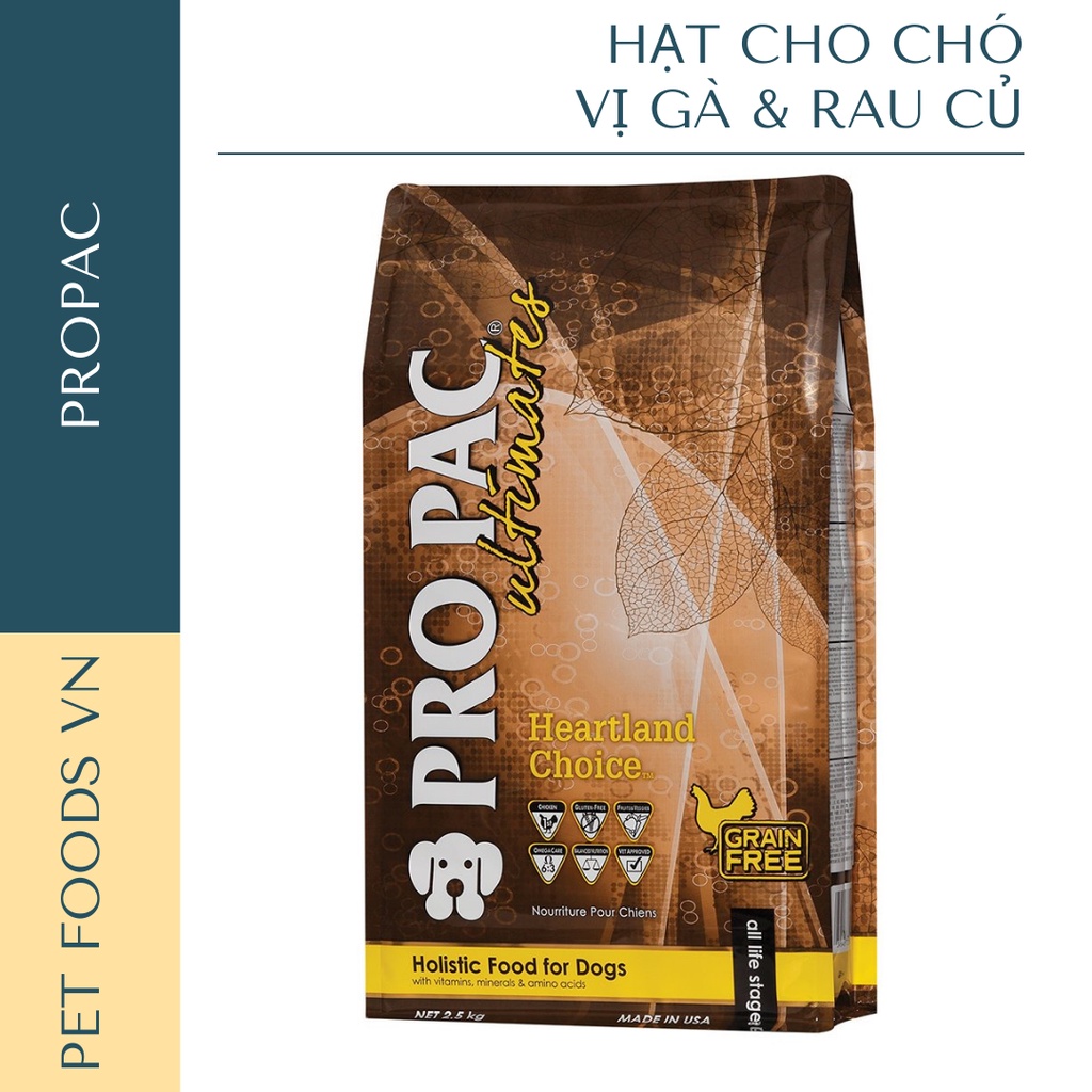 Hạt cho chó PROPAC Heartland Choice 12kg vị Gà &amp; Rau Củ