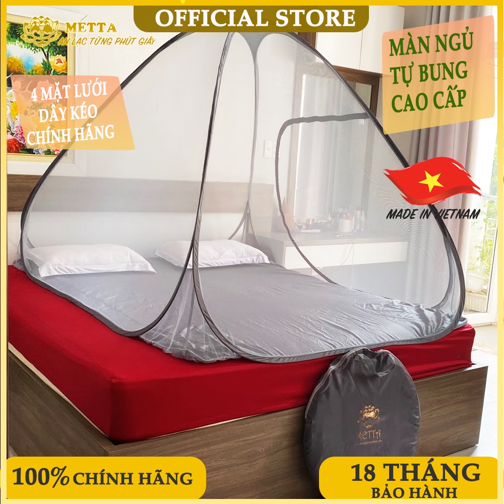 Mùng Ngủ - Màn Ngủ Tự Bung METTA - 1Mét 6 Vuông -  BH 18 tháng -  Hàng Chính Hãng -  Việt Nam Xuất Khẩu
