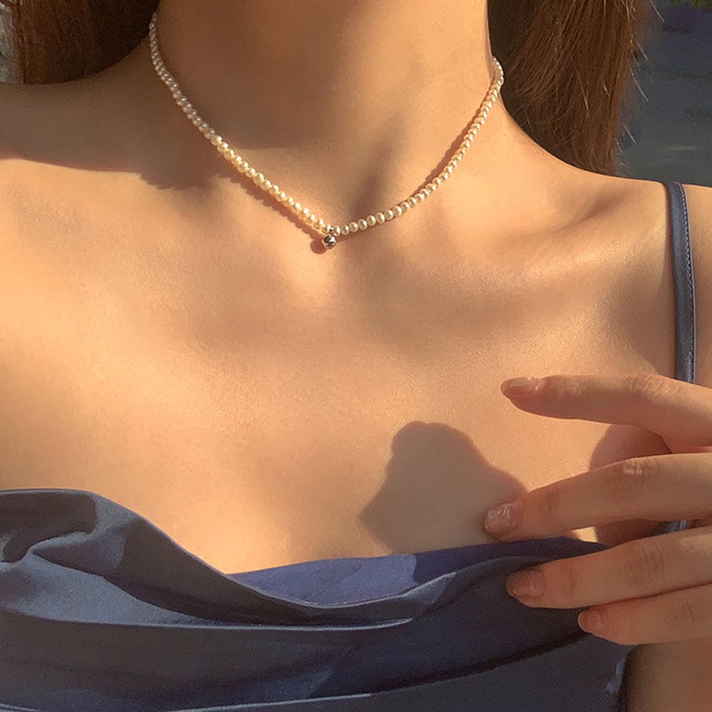 Vòng cổ choker đính hạt ngọc trai giả xinh xắn cho nữ
