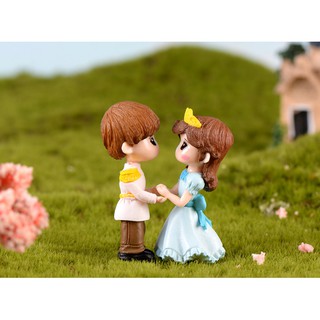 [Tiểu Cảnh] ❤❤Cặp Cô Dâu Chú Rể Đội Vương Miệng❤❤ Phụ Kiện Trang Trí Tiểu Cảnh Sen Đá, Terrarium, Decord Mô Hình