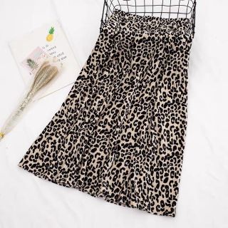 chân váy da beo dáng dài  xếp ly