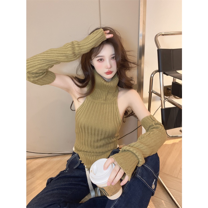 Áo len nữ dệt kim sexy cá tính kèm bao tay có video ảnh thật