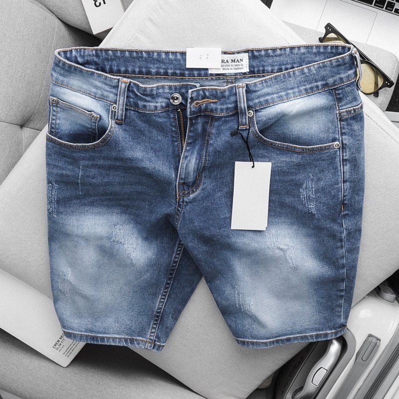 Quần Short Jean Nam xanh rêu rách Cao Cấp Trẻ Trung Năng Động thoải mái