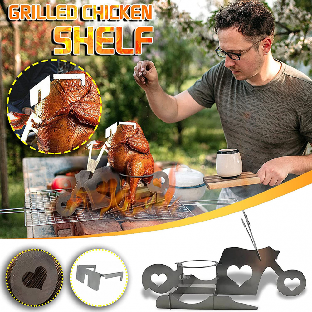 Motorbike Beer Can Holder Stand Chicken Roasting Rack for BBQ