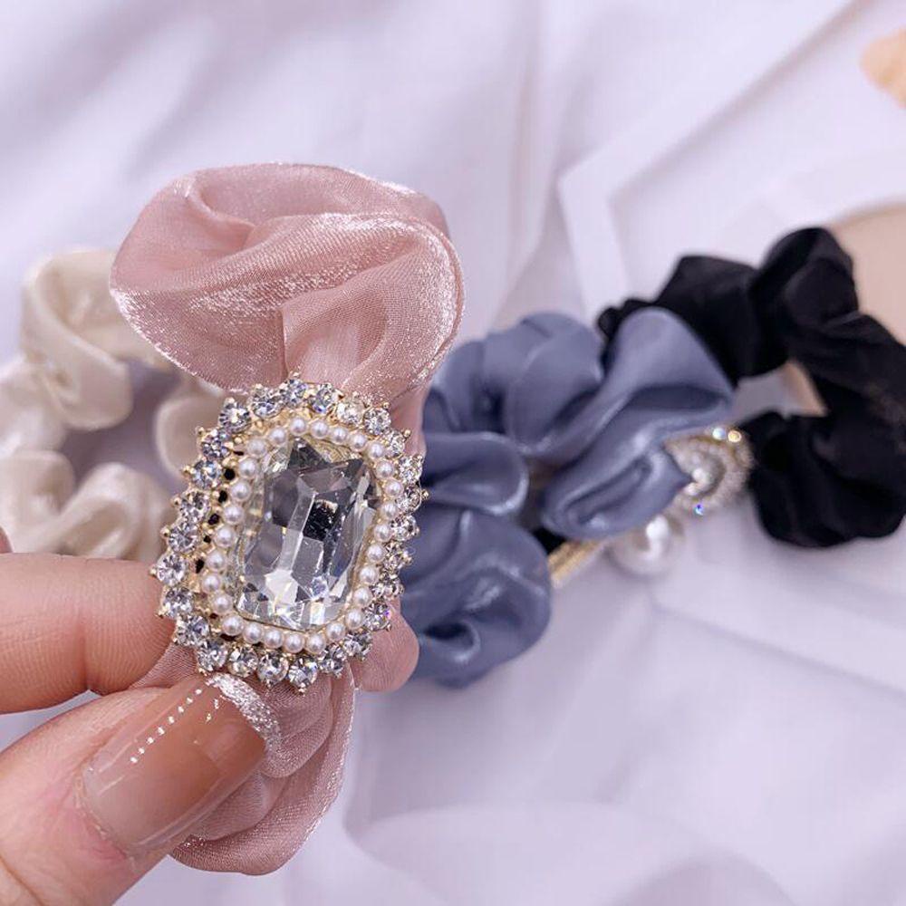 Dây Buộc Tóc Cao Su Satin Phong Cách Retro Thanh Lịch Cho Nữ