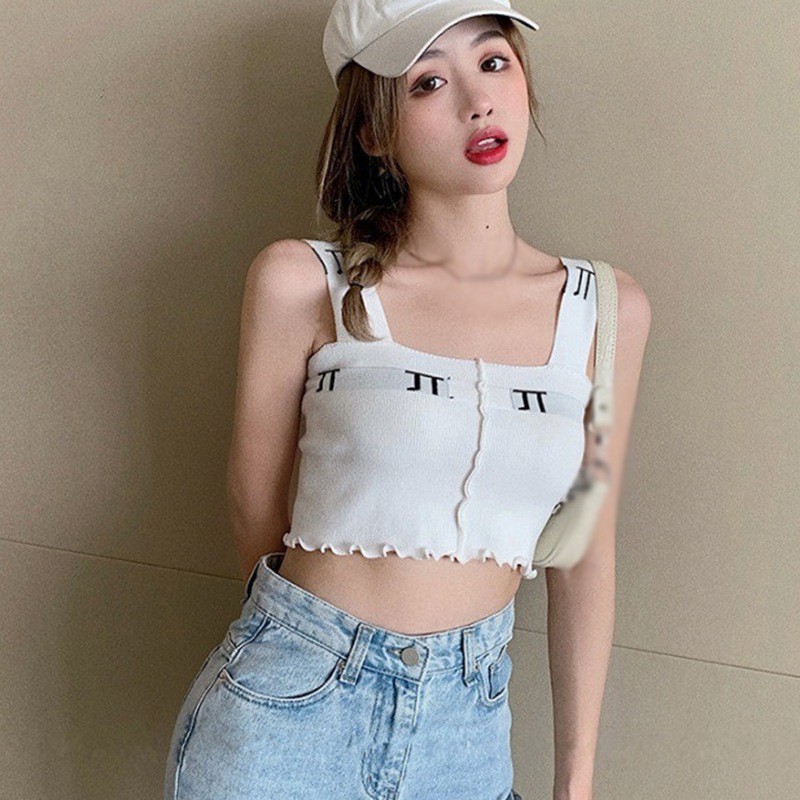 Áo Croptop Dệt Kim Sát Nách Thiết Kế Cổ Vuông Quyến Rũ