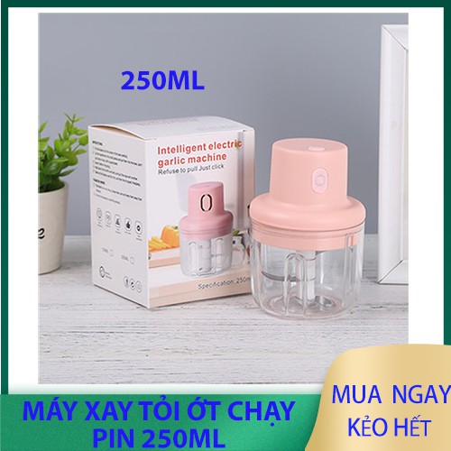 Máy Xay Tỏi Ớt mini 250ml dùng pin lithium 2200 ma.