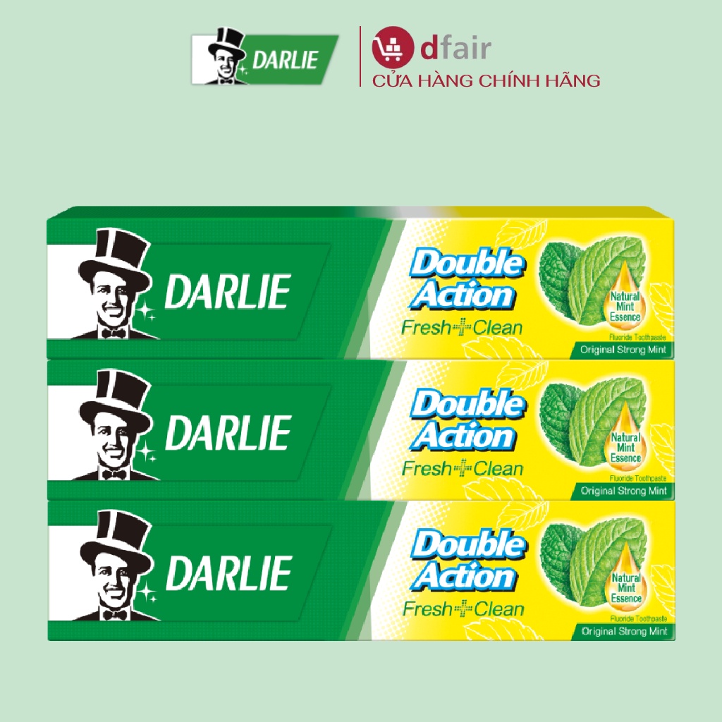 Combo 3 Tuýp Kem Đánh Răng Ông Già Darlie Ngừa Sâu Răng DOUBLE ACTION 225g