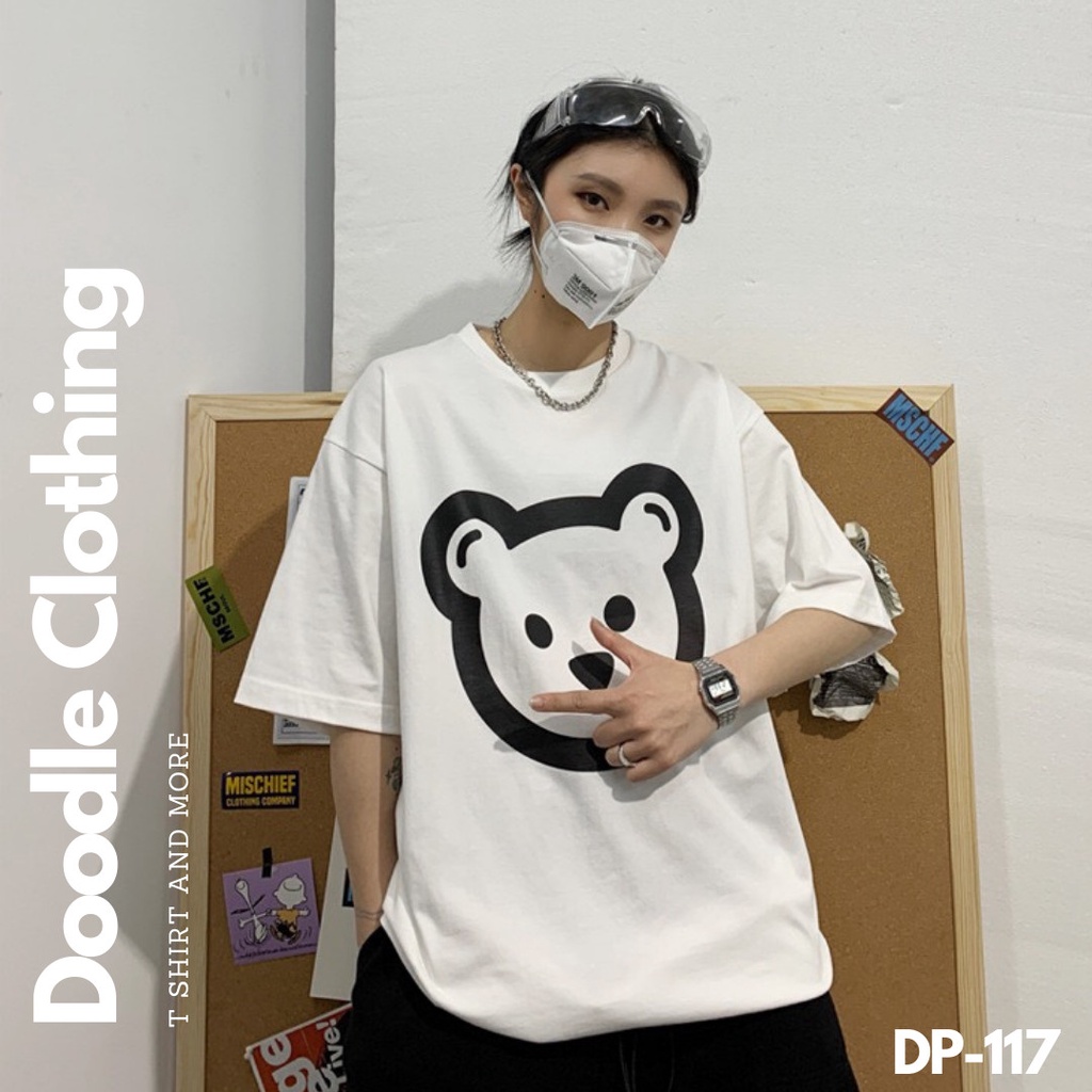 Áo Thun Nam Nữ Tay Lỡ Unisex Oversize Áo phông Form Rộng Basic Tee Hình MẶT GẤU