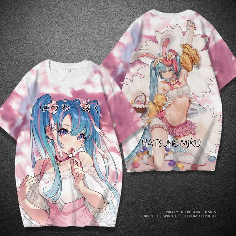 Áo Thun Tay Ngắn Hai Chiều In Hoạt Hình Hatsune Miku Thời Trang Mùa Hè 2022 Cho Nam