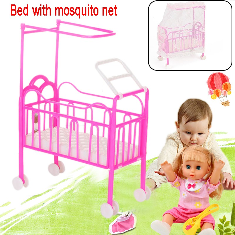 Giường kèm màn chống muỗi cho búp bê