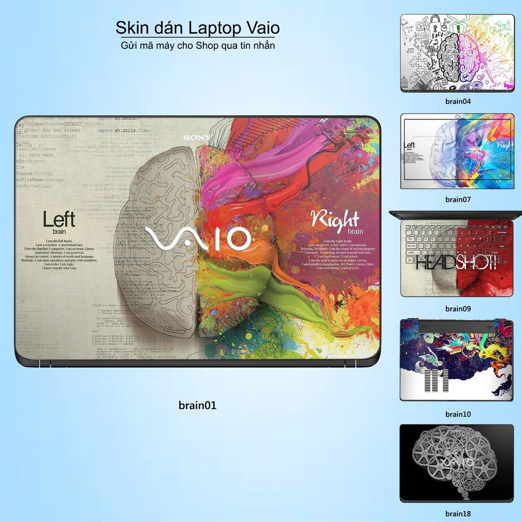 Skin dán Laptop Sony Vaio in hình Left Brain Right Brain (inbox mã máy cho Shop)