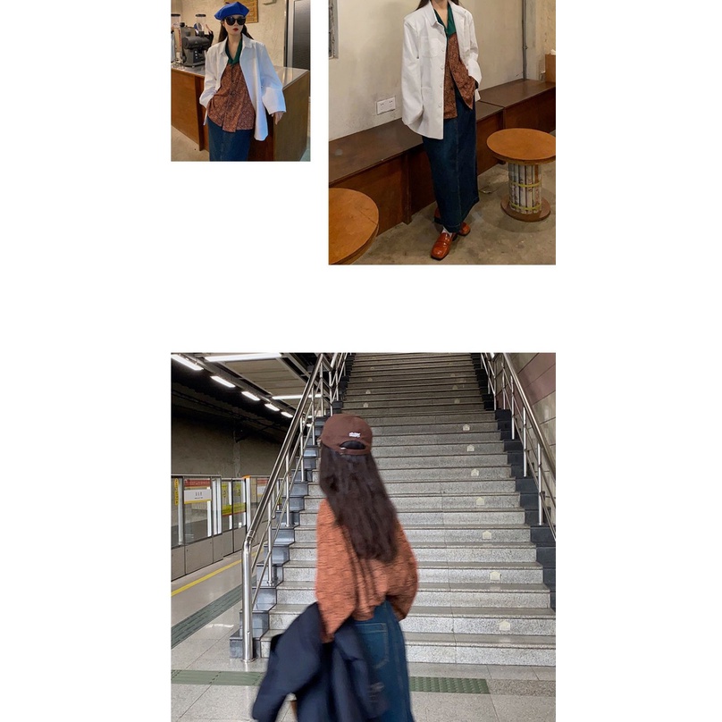 Áo Sơ Mi Nữ Dài Tay In Hoa Phong Cách vintage Màu Sắc Tương Phản