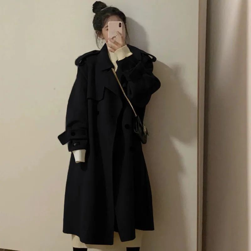 Áo Khoác Dạ Dáng Dài Nữ Phong Cách Retro ❤️