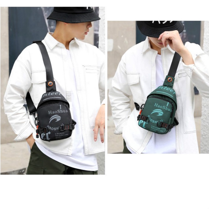 On Sale Haoshuai Original Nylon Waterproof Sports Running Korean Fashion Men Chest Bag