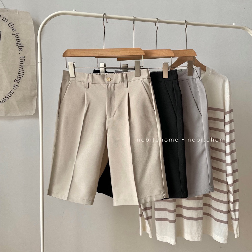 NOBITA HOME - Quần shorts nam, quần tây ngắn, nửa lưng chun 7702