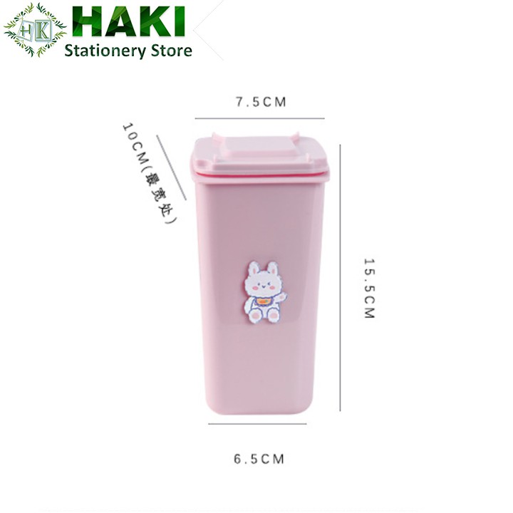 Ống đựng bút hình thùng rác HAKI đa năng màu hồng xinh xắn OB03