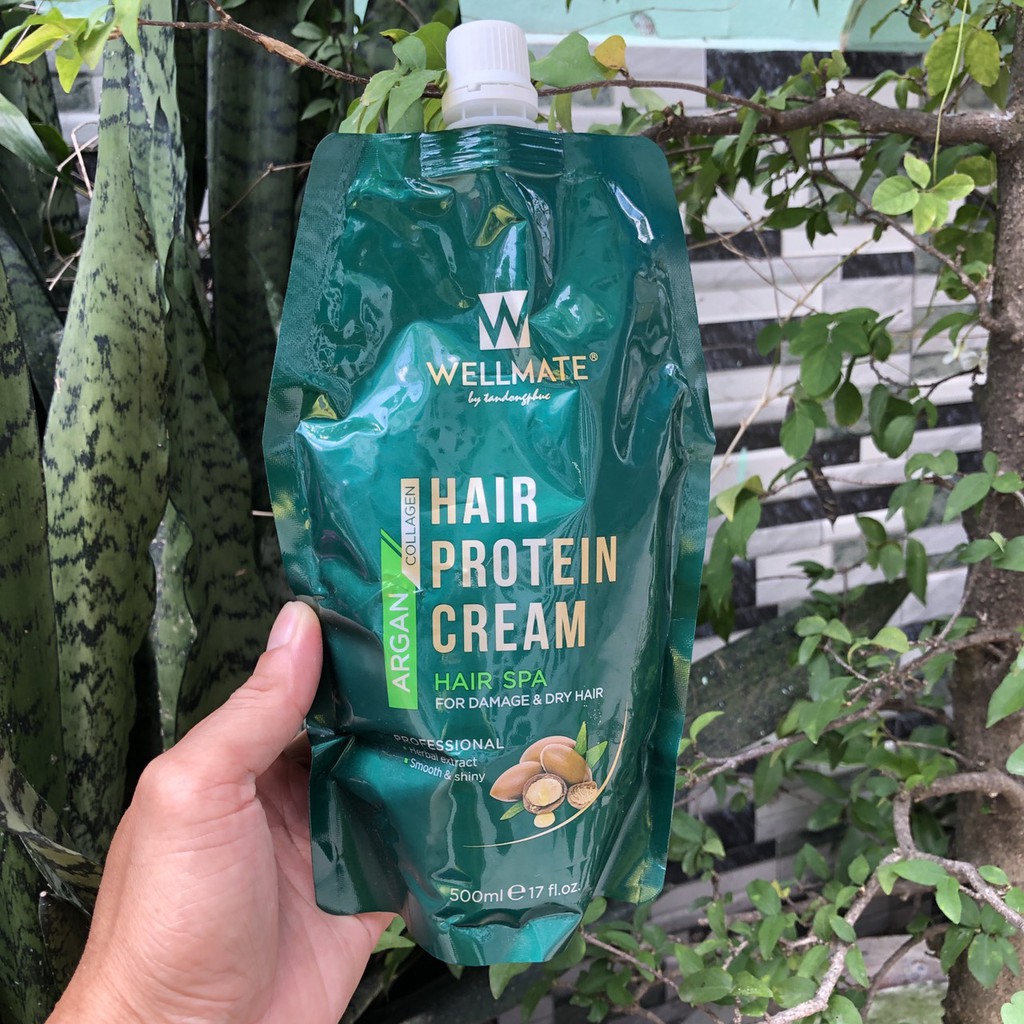 KEM HẤP WELLMATE HAIR PROTEIN CREAM ARGAN COLLAGEN 500ML