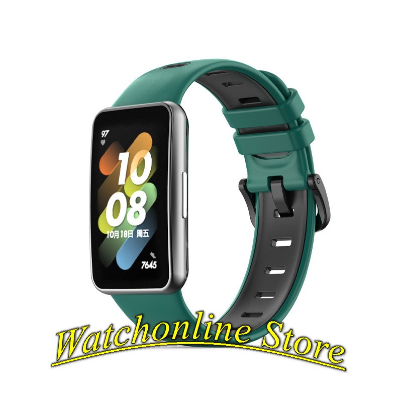 Dây đeo silicon khóa gài 2 màu Huawei Band 7 Huawei Band7 đẹp mắt