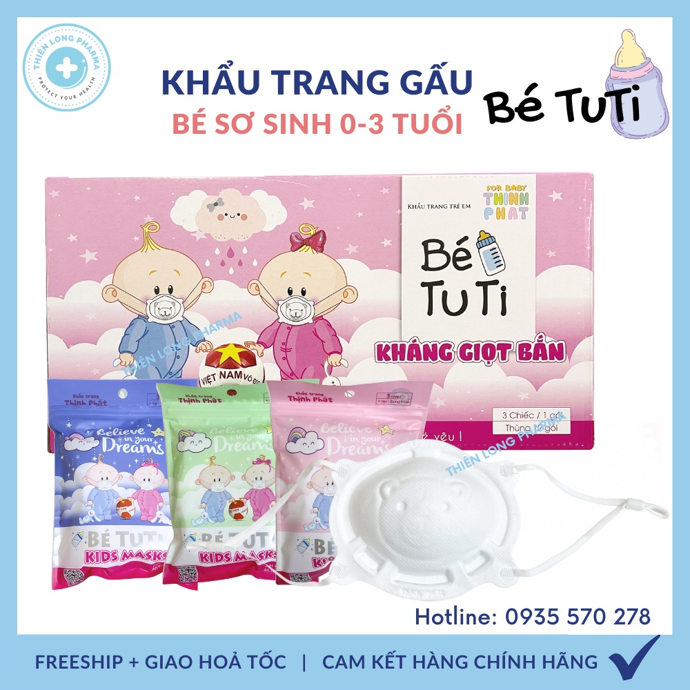 Khẩu trang gấu cho bé sơ sinh 3D TUTI dễ thươngcho bé 0