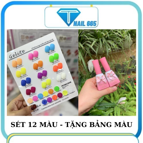Sơn gel Neon sét 12 màu cao cấp , Sét sơn móng tay nail tặng kèm bảng màu