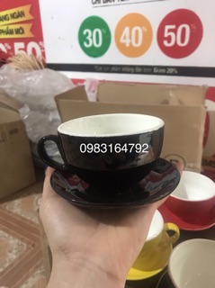 Bộ cốc đĩa cafe capuchino gốm sứ Bát Tràng