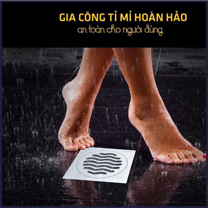 Phễu thoát sàn chống mùi hôi thoát nước nhanh đồng mạ crom kích thước 100x100mm HIWIN FD-1118