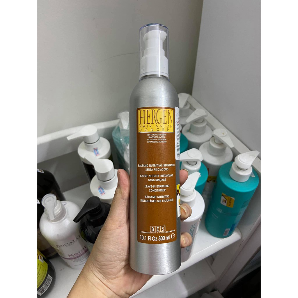 [ Hergen Chính hãng ] Mỡ Dưỡng Xả Khô Bes Hergen Leave in Enriching Conditioner Cho Tóc Khô Sơ Hư Tổn 300ml (ITALY)