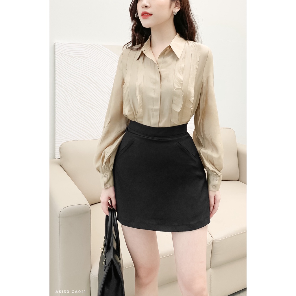 Áo sơ mi nữ phối bèo thân cổ đức nữ tính công sở Calie AS130
