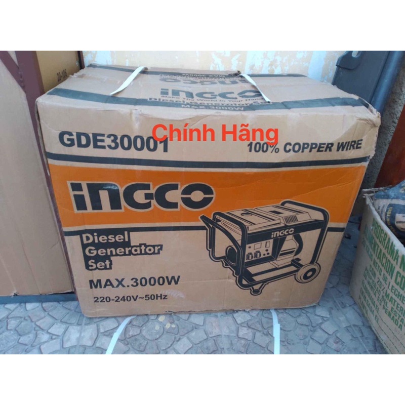 INGCO Máy phát điện dùng dầu DIESEL 3.0 KW GDE30001  (Cam kết Chính Hãng 100%)