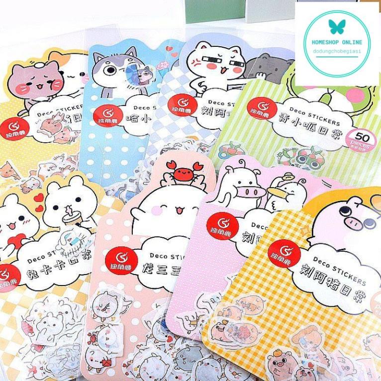Set 50 sticker hoạt hình thú cưng dễ thương - HOME SHOP ONLINE