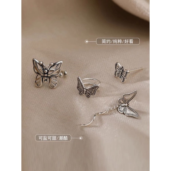1 CHIẾC bông tai bươm bướm bạc thái
