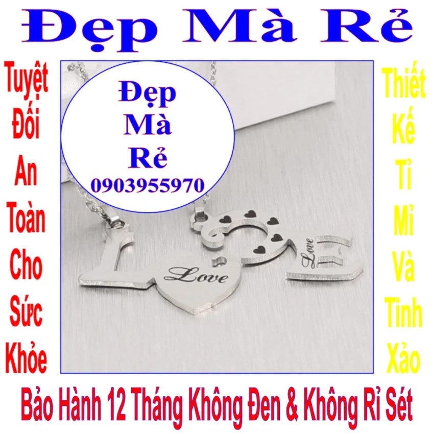 Dây chuyền cặp đôi 2 mảnh ghép chữ LOVE - Giá bán như trên là 1 cặp = 2 sợi như hình