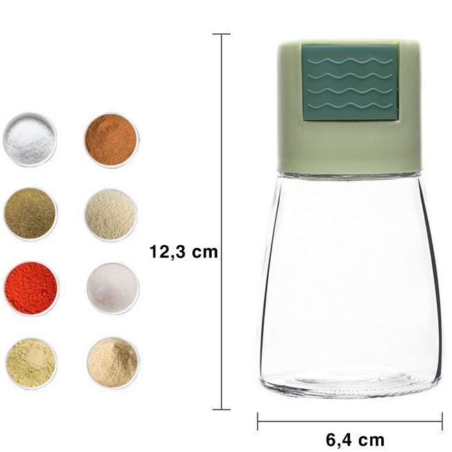 Hũ đựng gia vị thủy tinh có nắp nhấn định lượng dung tích 180ml
