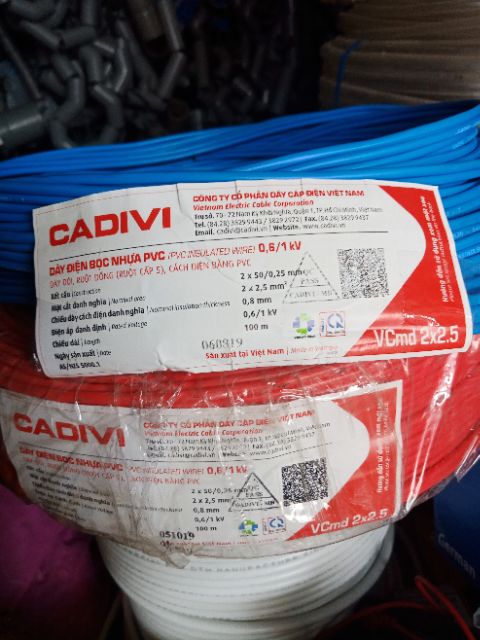 Dây điện đôi cadivi 2x50(VCmd 2x2.5mm²) 100mét