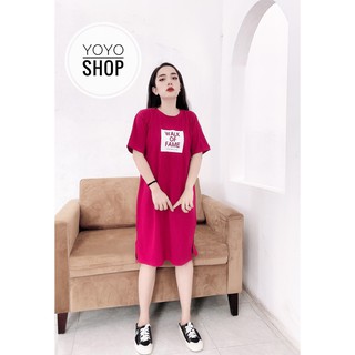 Váy Xuông Đầm Bigsize Dáng Suông In Walk YoYo Màu Đỏ Form 50-75kg