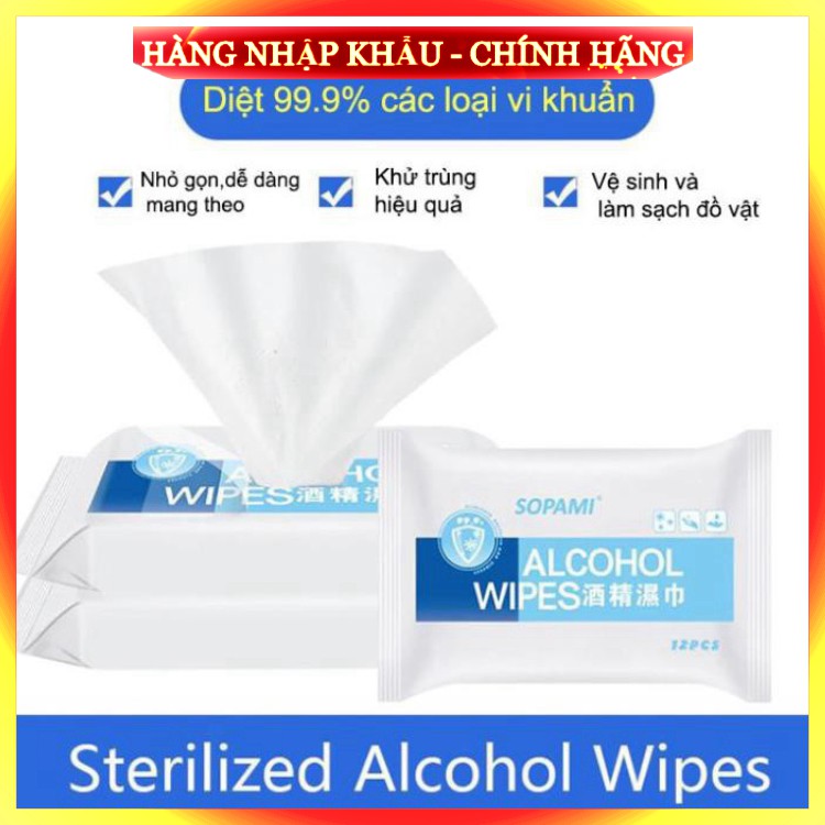 [ Chuẩn Loại 1 ] Bịch Khăn giấy ướt có cồn alcohol wipes diệt kháng khuẩn đa năng lau bếp