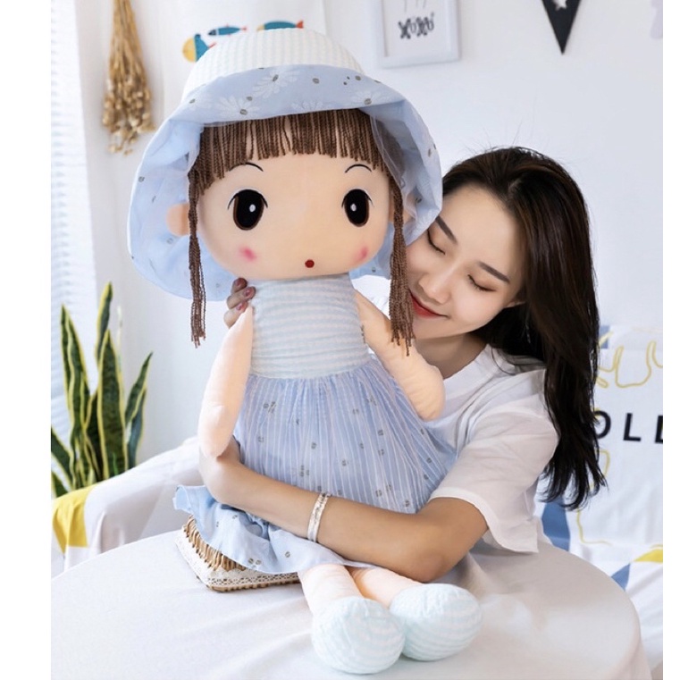 Búp bê váy kẻ mũ kẻ cho bé yêu size 45cm và 60cm